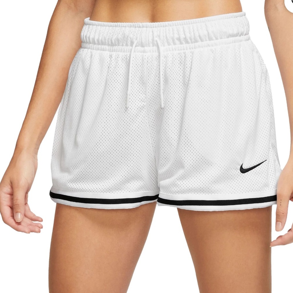 Nike Women's Sportswear White Essentials Mesh Mid-Rise Shorts‎ - White XXL